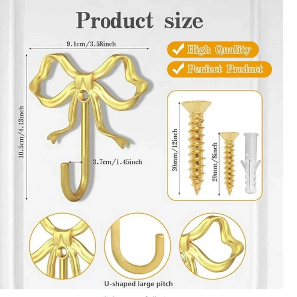 Gold Bow Wall Hooks (set of 2)